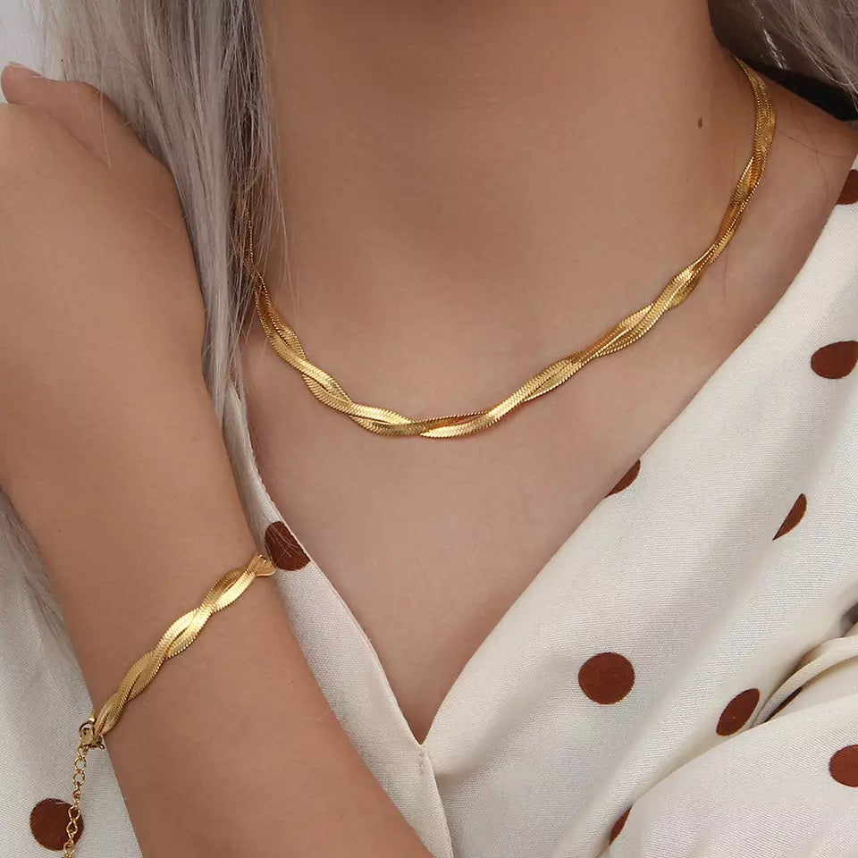 'Caballo' Herringbone Bracelet & Necklace Set